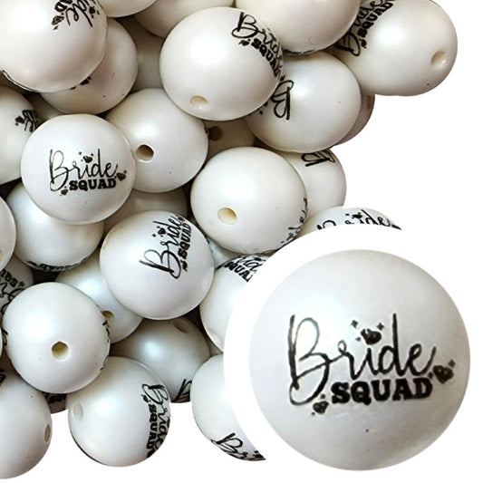 bride squad 20mm printed bubblegum beads