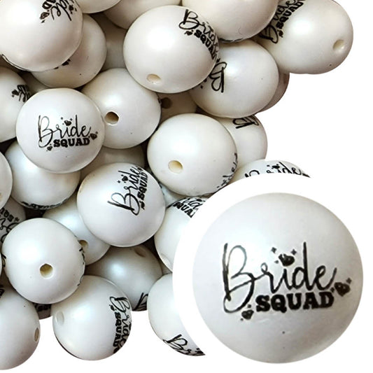 bride squad 20mm printed wholesale bubblegum beads