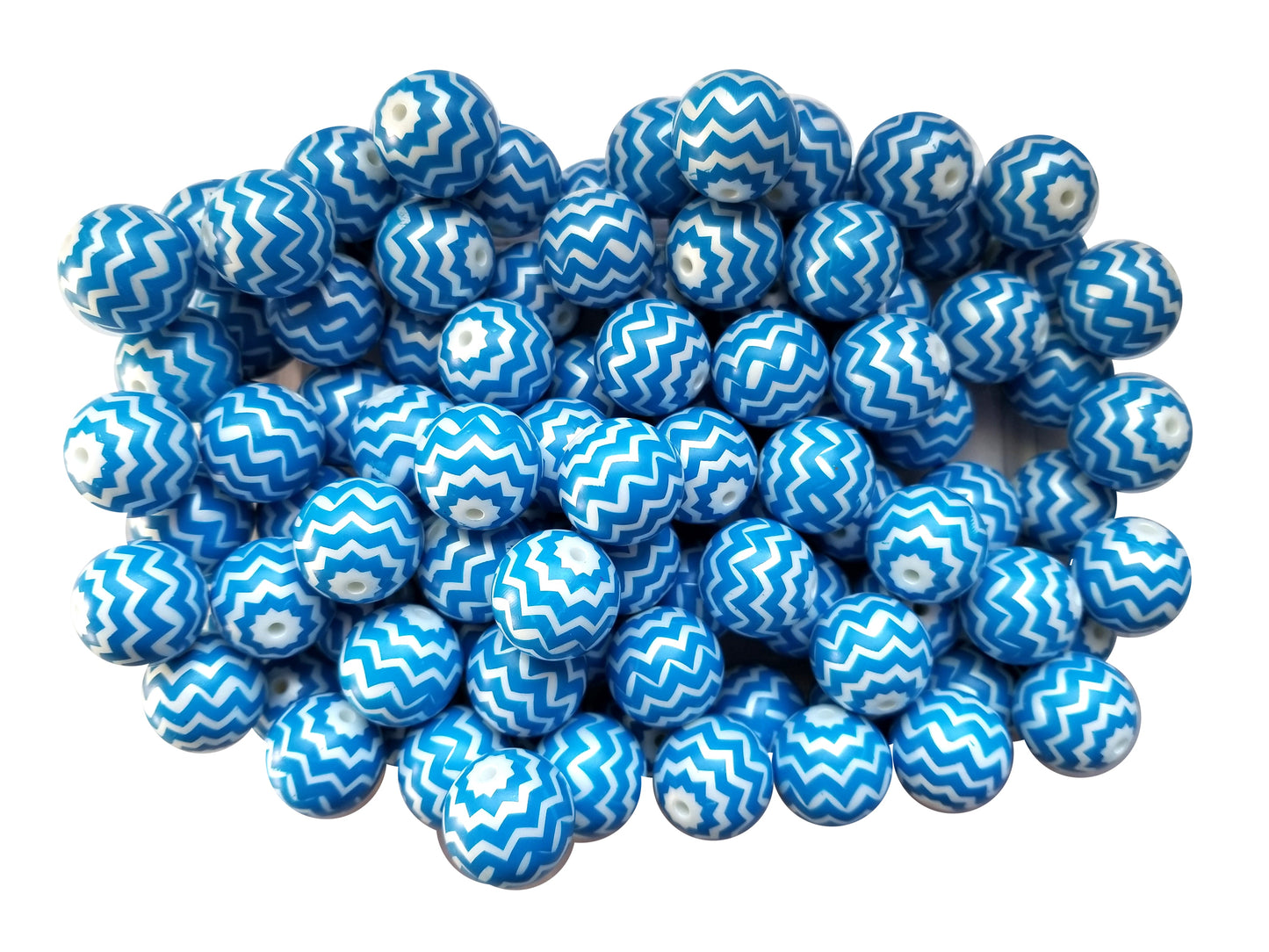 bright blue chevron 20mm bubblegum beads
