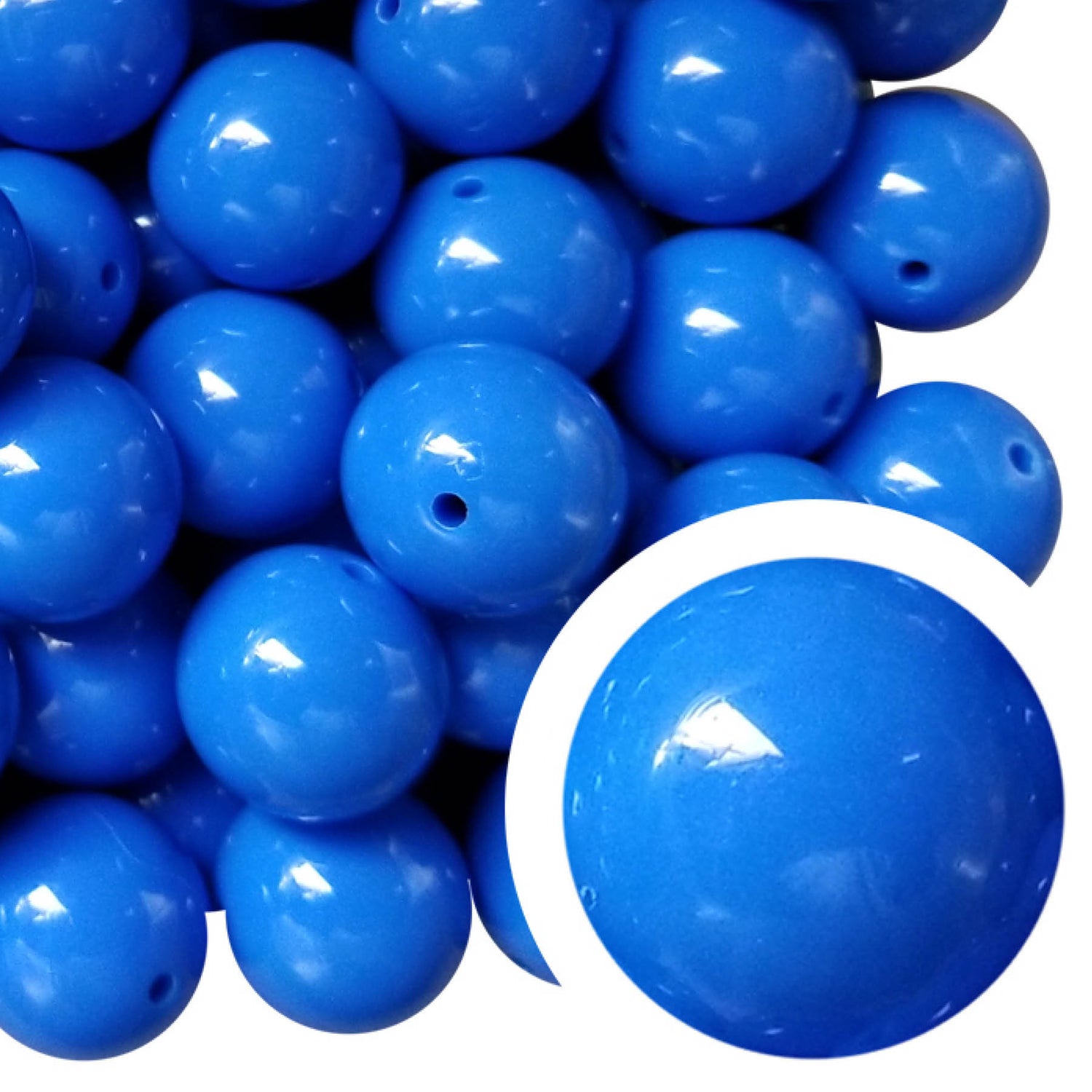 bright blue plain 20mm bubblegum beads
