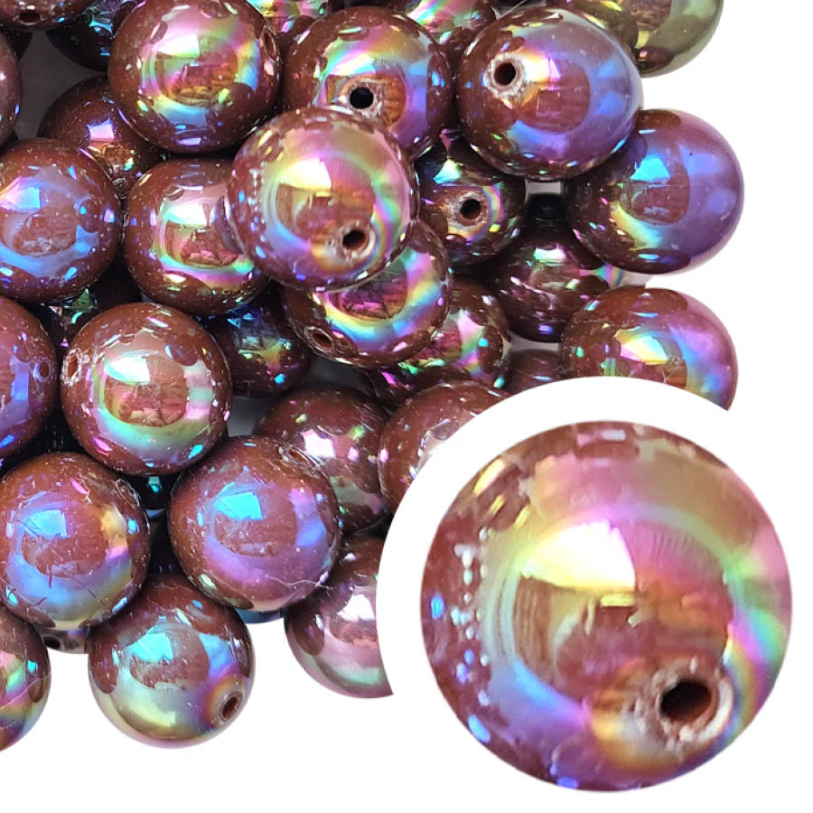 brown AB 20mm bubblegum beads