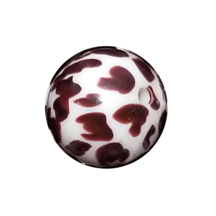 brown cow 20mm printed bubblegum beads