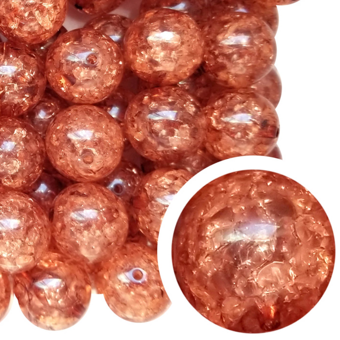 brown crackle 20mm bubblegum beads