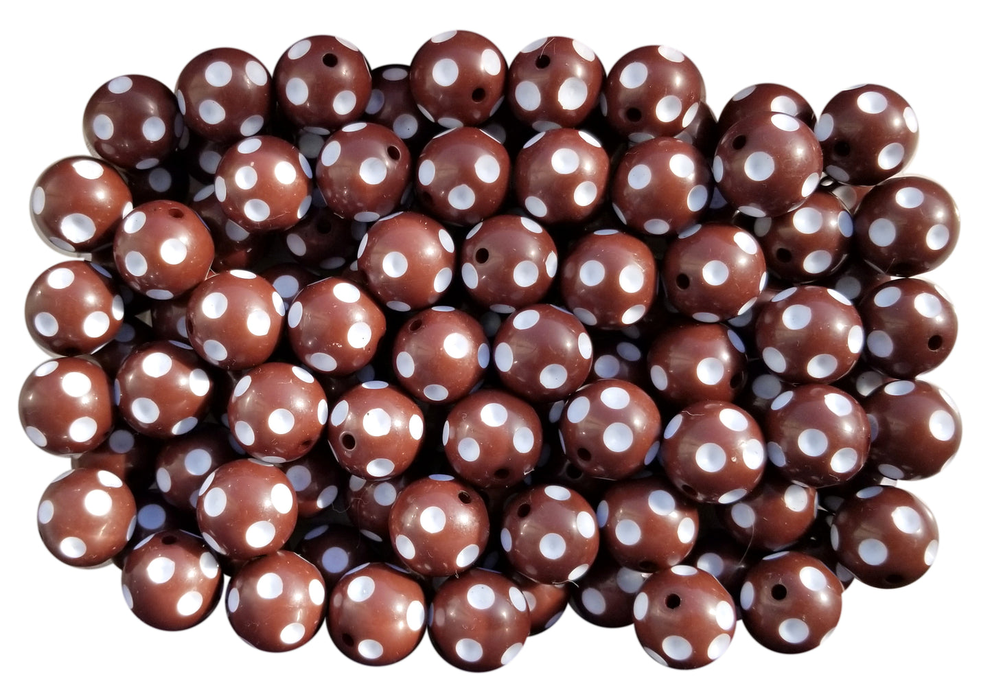 brown dots 20mm bubblegum beads