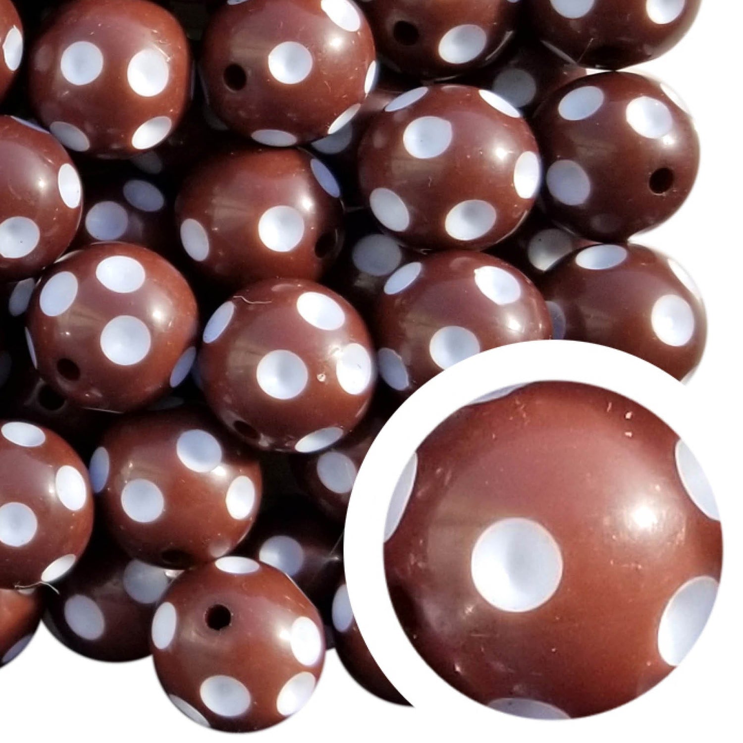 brown dots 20mm bubblegum beads