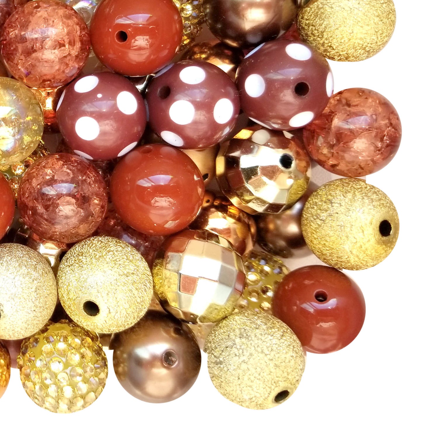 brown & gold mixed 20mm bubblegum beads