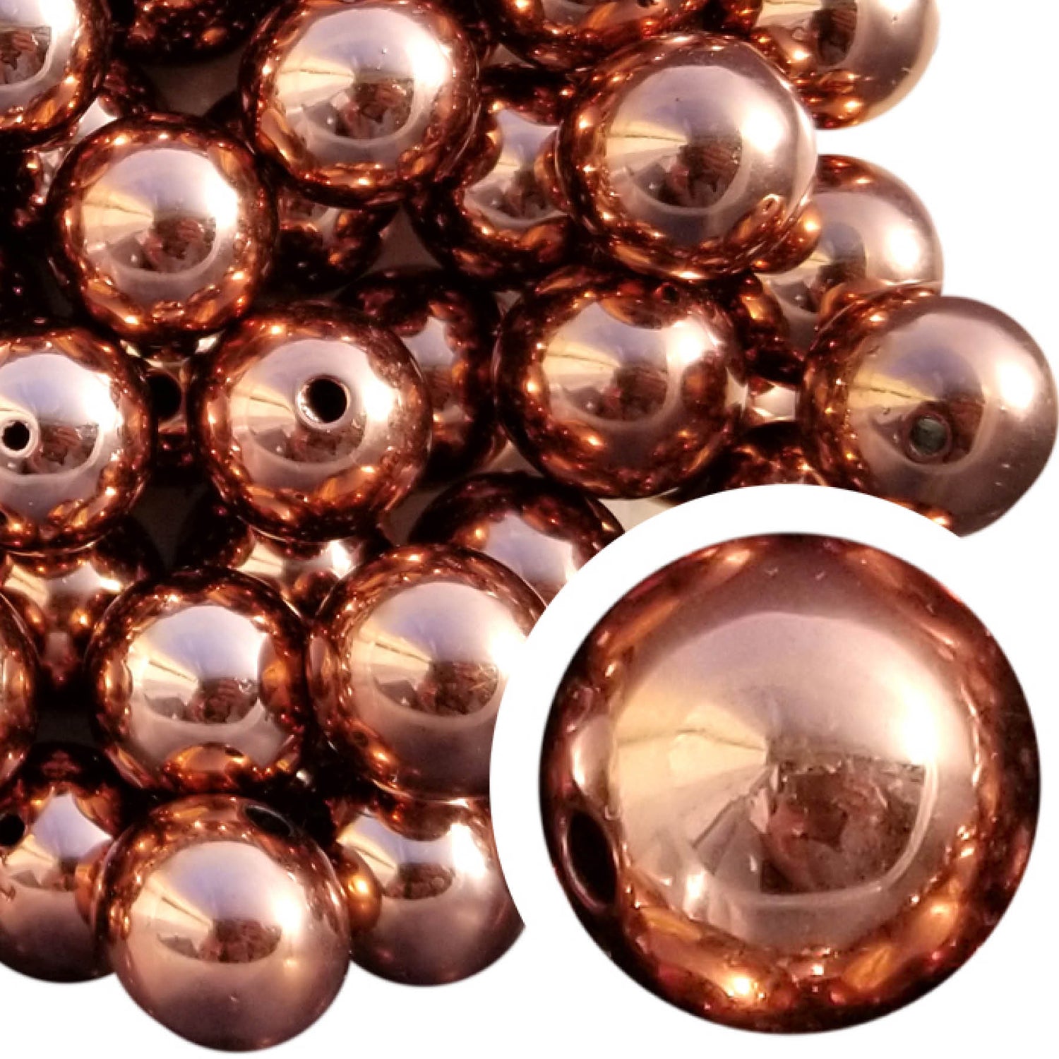 brown metallic 20mm bubblegum beads