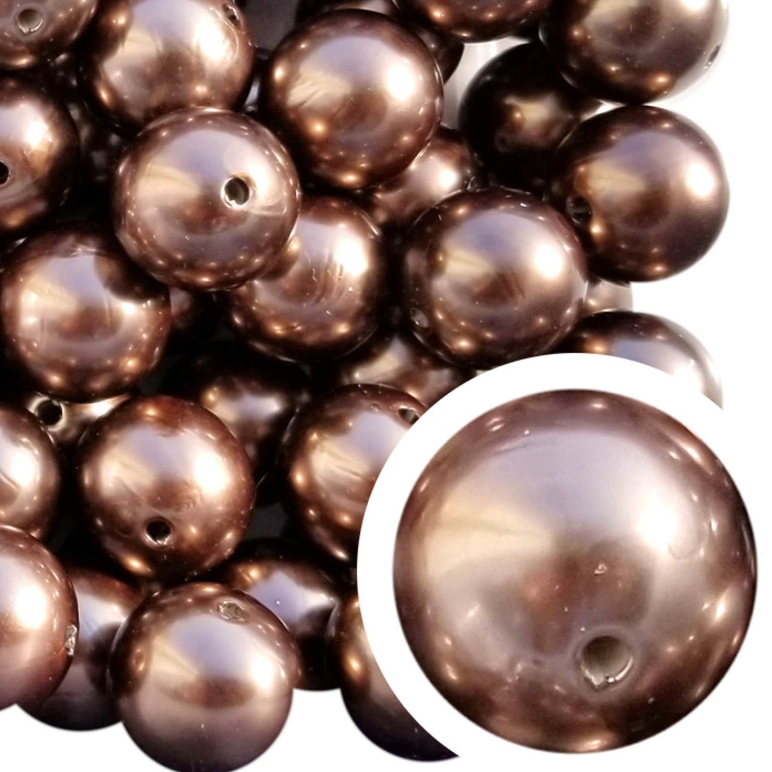 brown pearl 20mm bubblegum beads