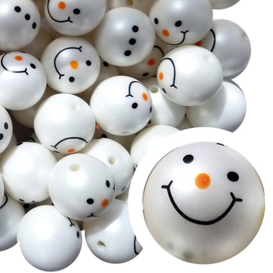 build a snowman 20mm printed bubblegum beads