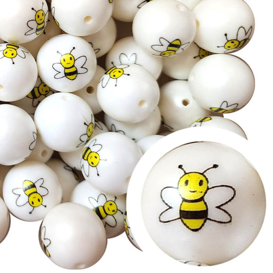 bumblebee 20mm printed bubblegum beads