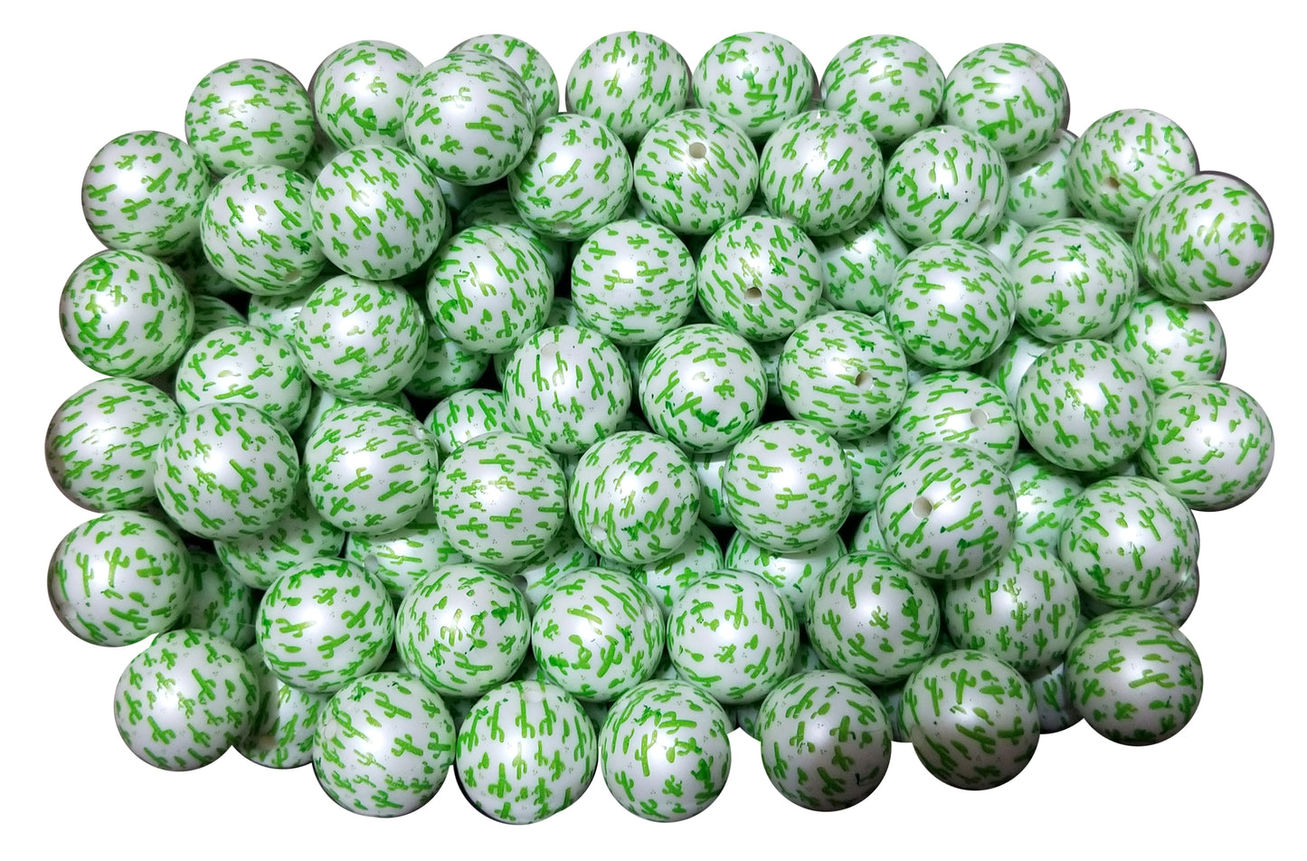 cactus print 20mm printed bubblegum beads