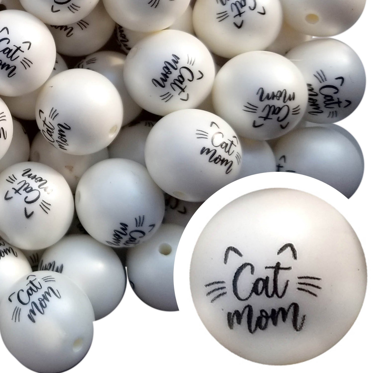 cat mom 20mm printed bubblegum beads