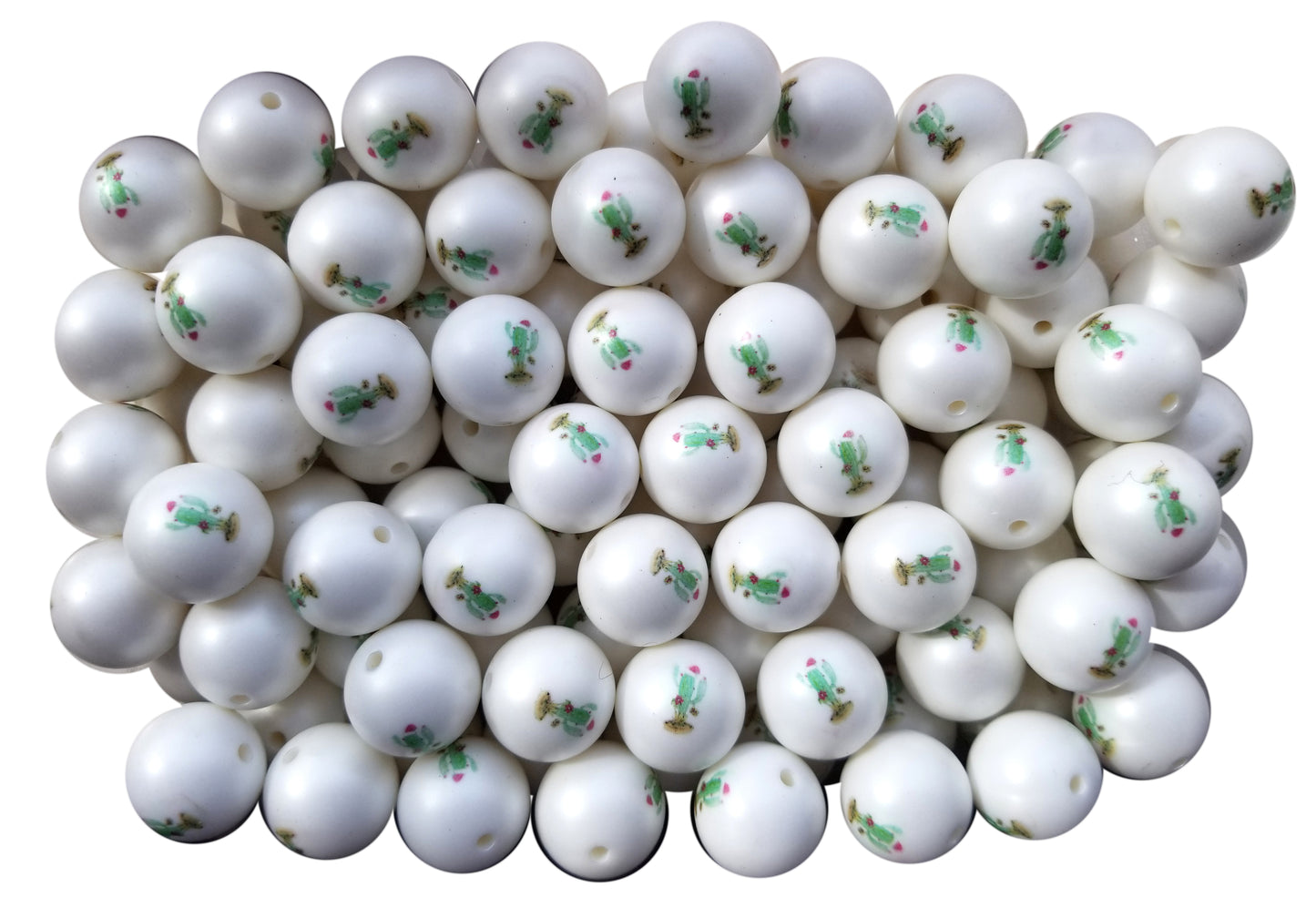 christmas cactus 20mm printed bubblegum beads