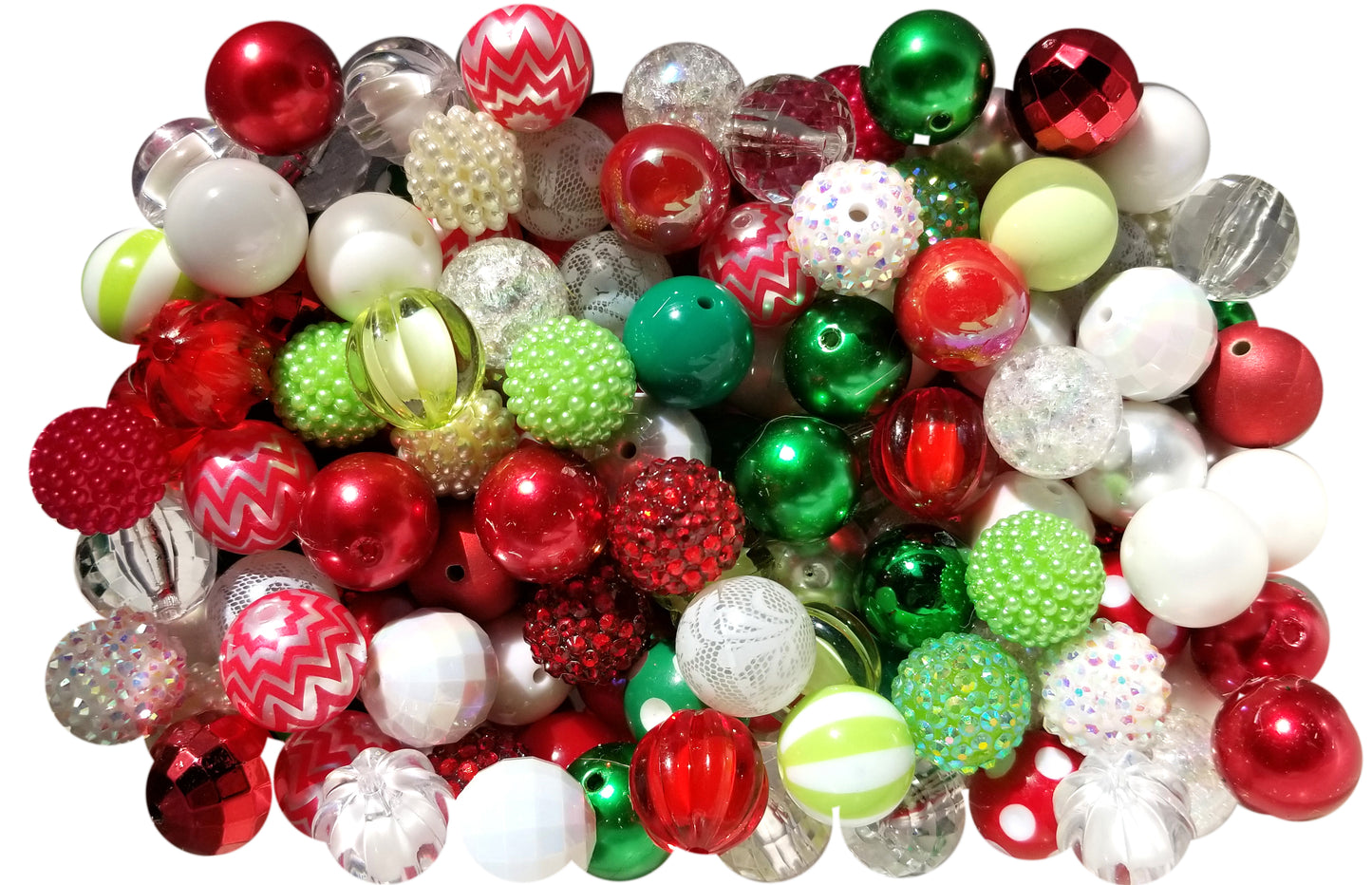 christmas mixed 20mm bubblegum beads
