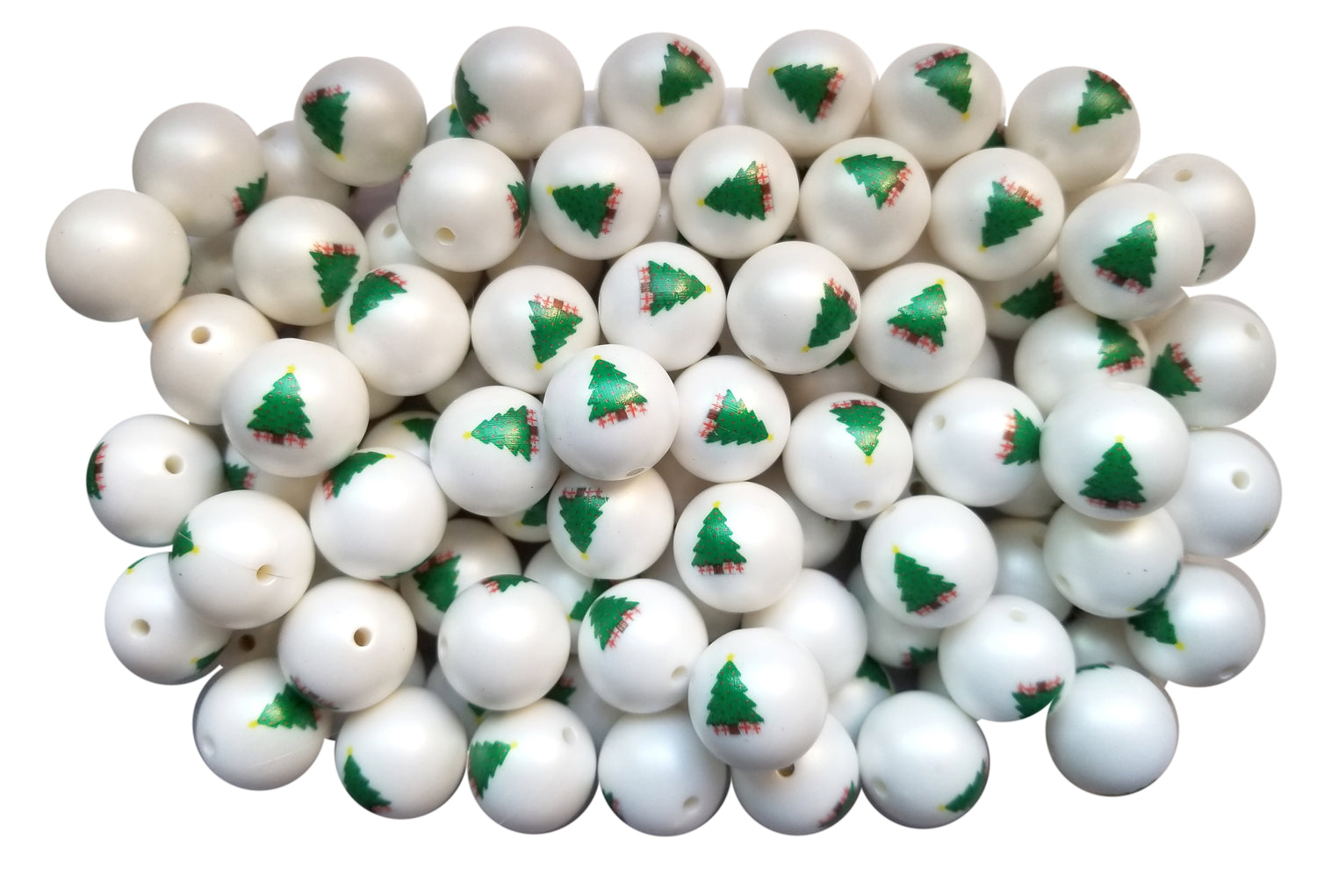christmas tree presents 20mm printed bubblegum beads