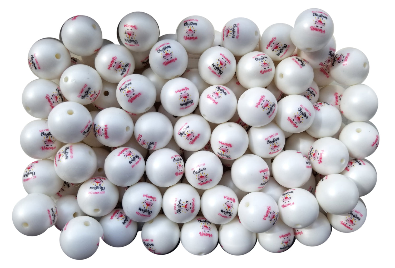 all I want for christmas is a unicorn 20mm printed bubblegum beads