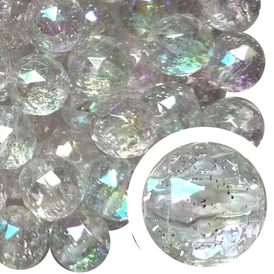clear faceted glitter 20mm wholesale bubblegum beads
