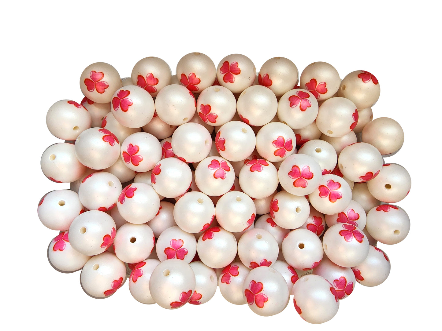 clover of hearts 20mm printed wholesale bubblegum beads