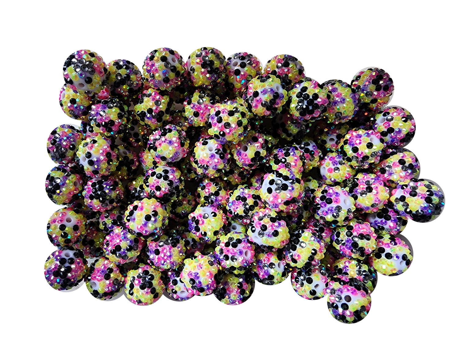 confetti rhinestone 20mm bubblegum beads