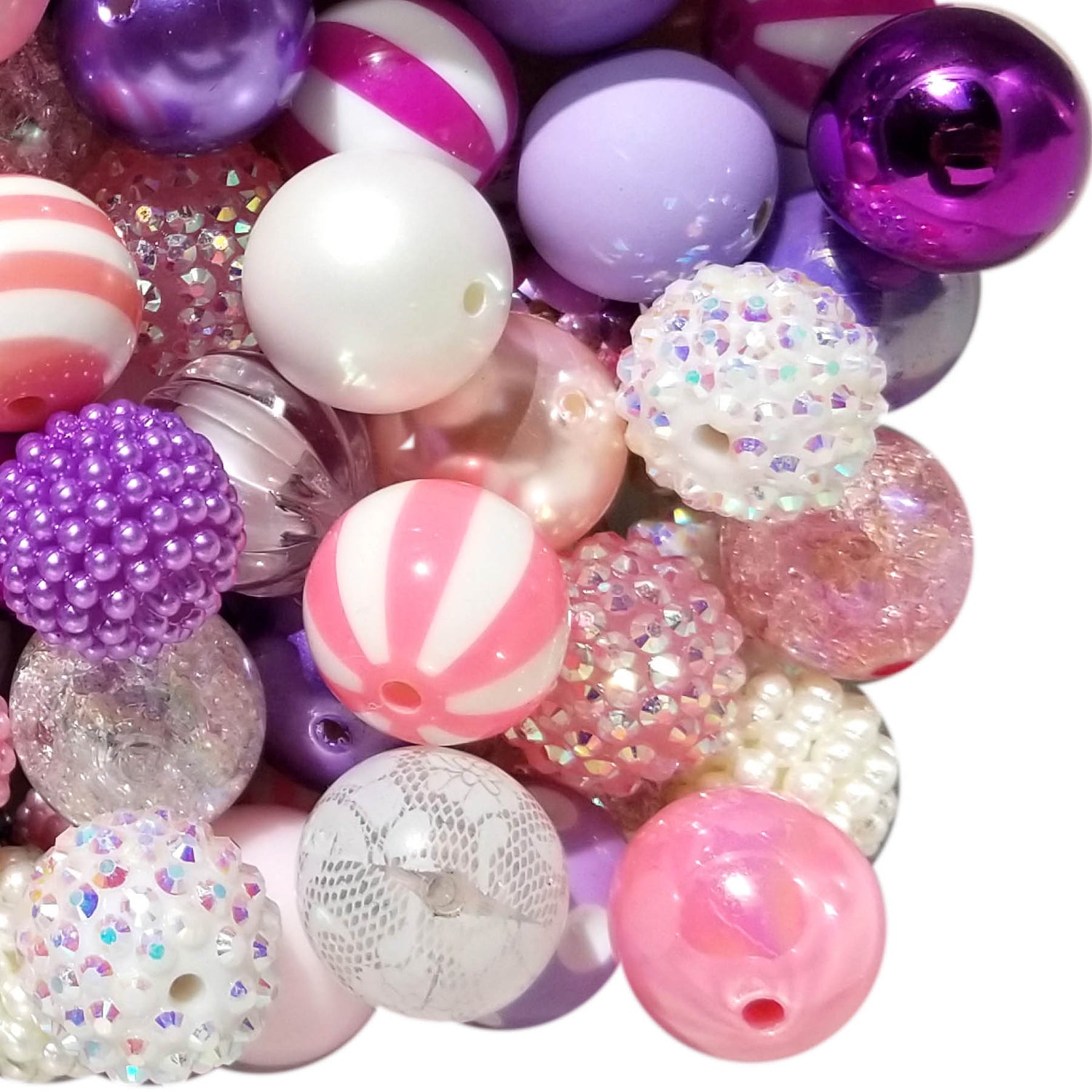 cotton candy mixed 20mm bubblegum beads
