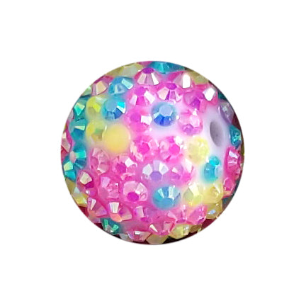 cotton candy rhinestone 20mm bubblegum beads