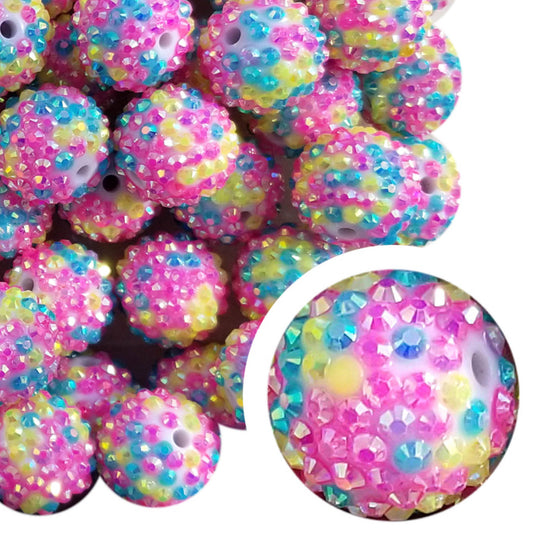 cotton candy rhinestone 20mm bubblegum beads