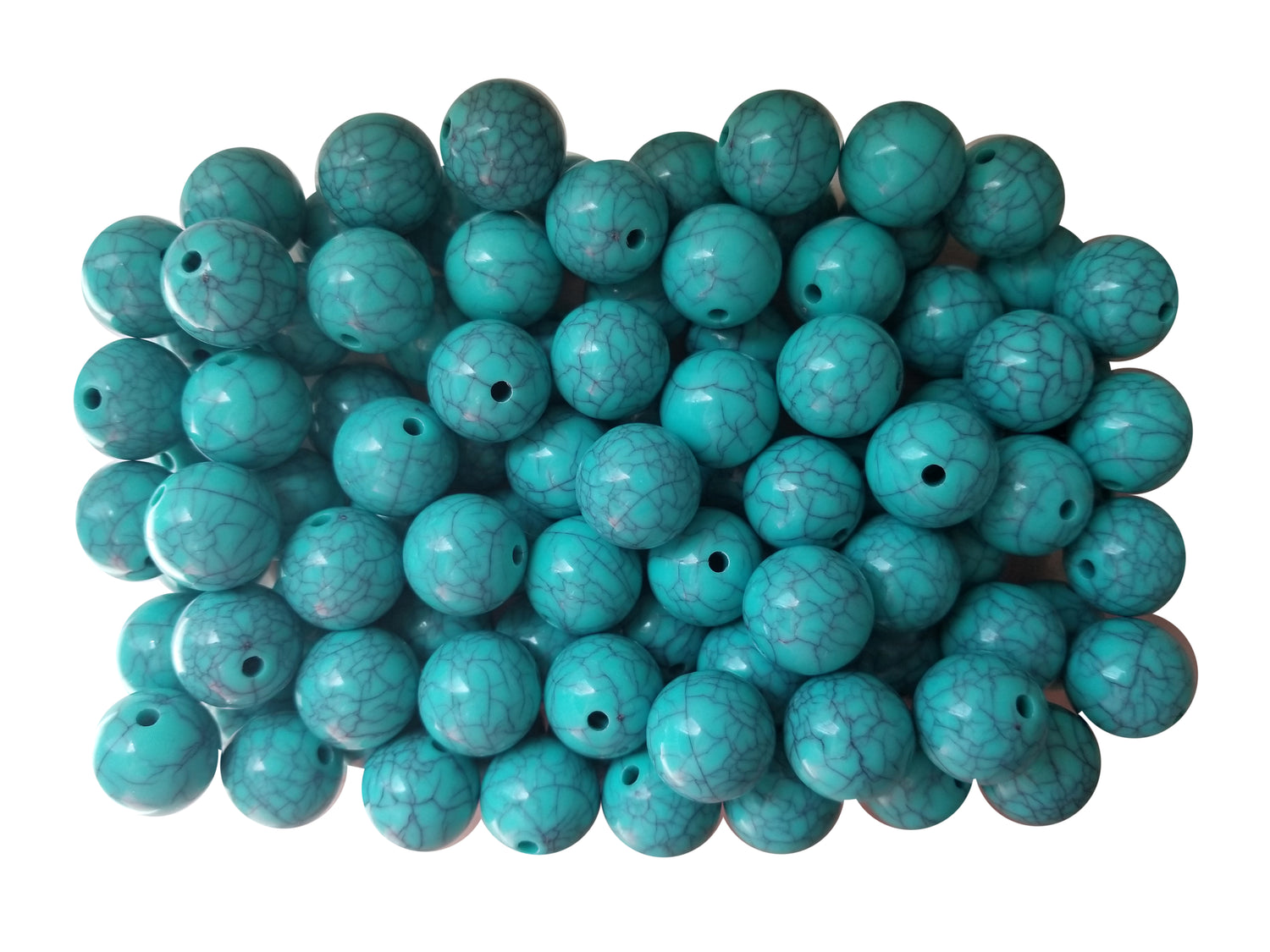 cracked turquoise 20mm printed bubblegum beads