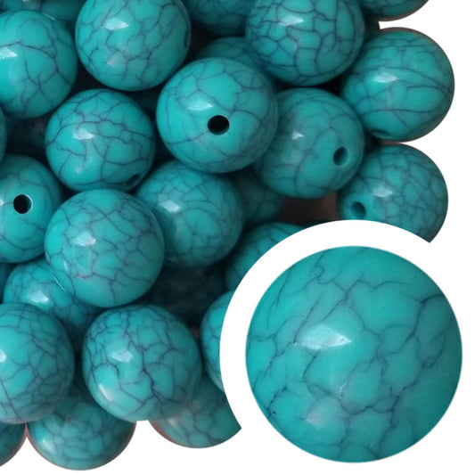 cracked turquoise 20mm printed bubblegum beads