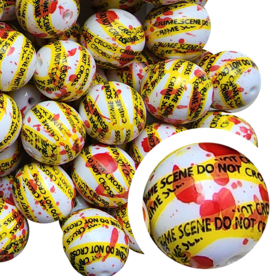 crime scene 20mm printed wholesale bubblegum beads