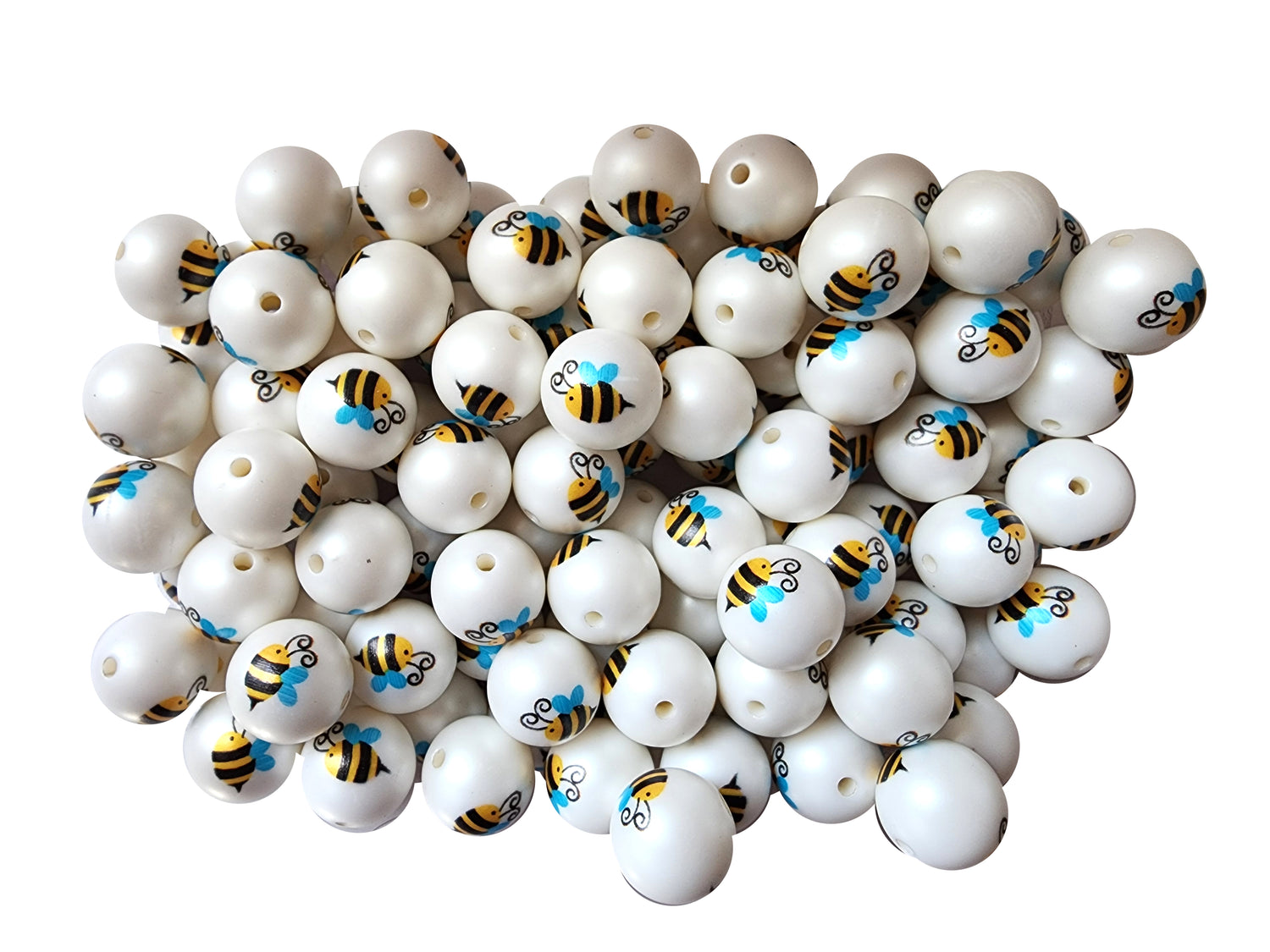 cute bee 20mm printed bubblegum beads