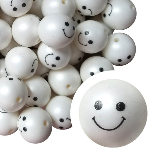 cute smiley face 20mm printed bubblegum beads