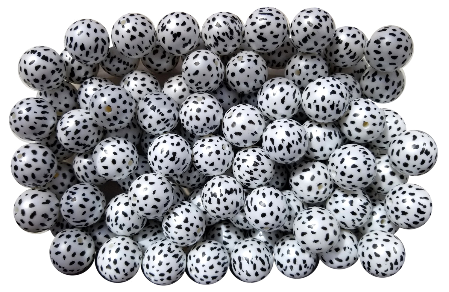 dalmatian spots 20mm printed bubblegum beads