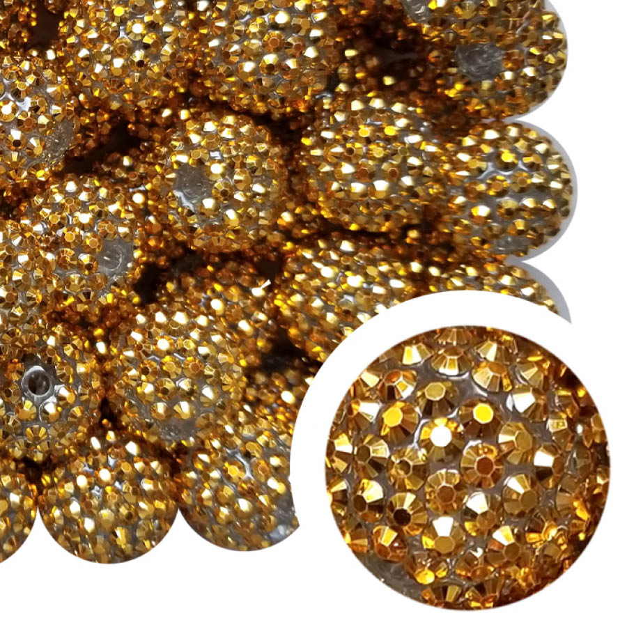 dark gold rhinestone 20mm bubblegum beads