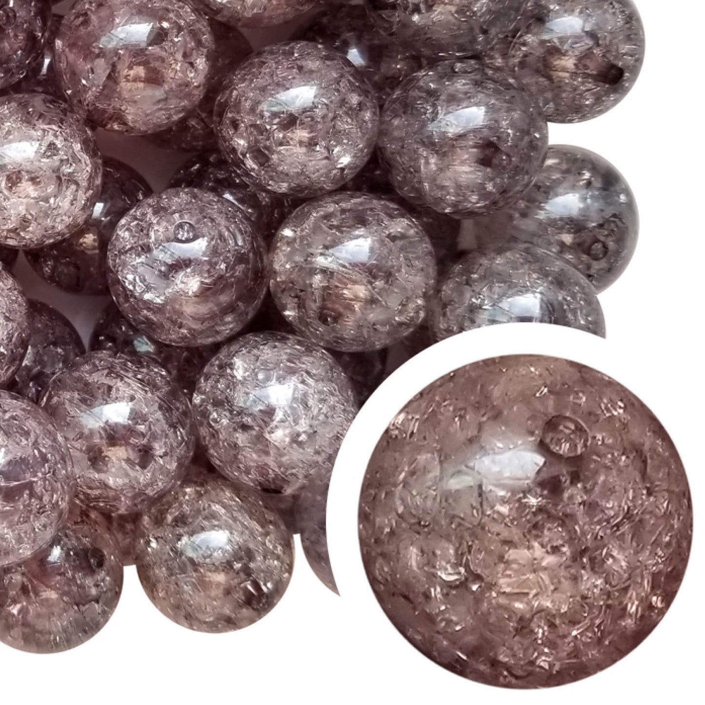 dark gray crackle 20mm bubblegum beads