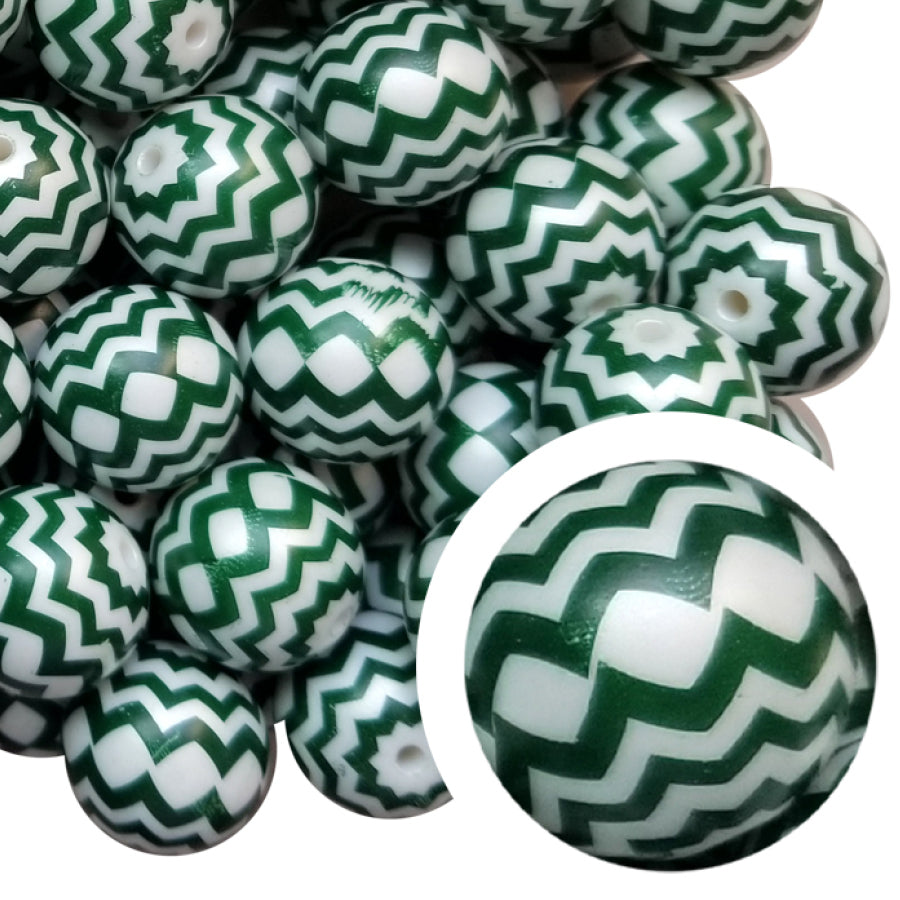 dark green chevron 20mm bubblegum beads