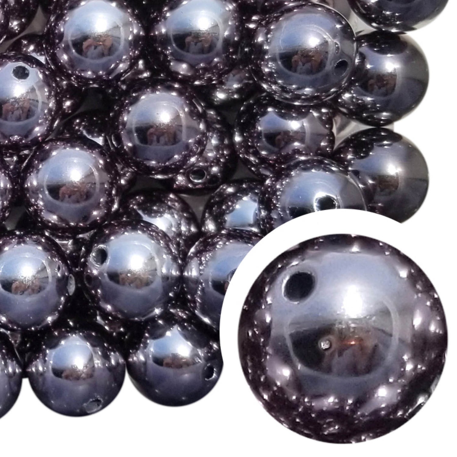 dark gray metallic 20mm bubblegum beads