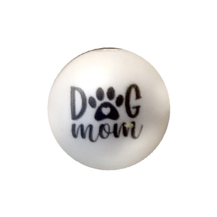 dog mom 20mm printed bubblegum beads