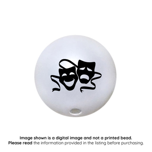 drama masks 20mm custom printed bubblegum beads