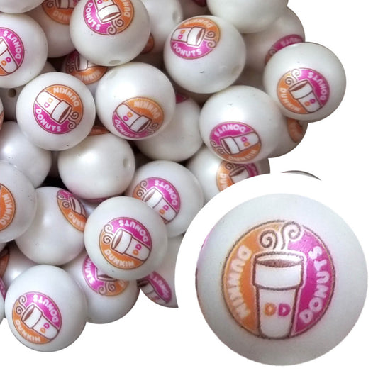 dunkin donuts custom printed 20mm bubblegum beads