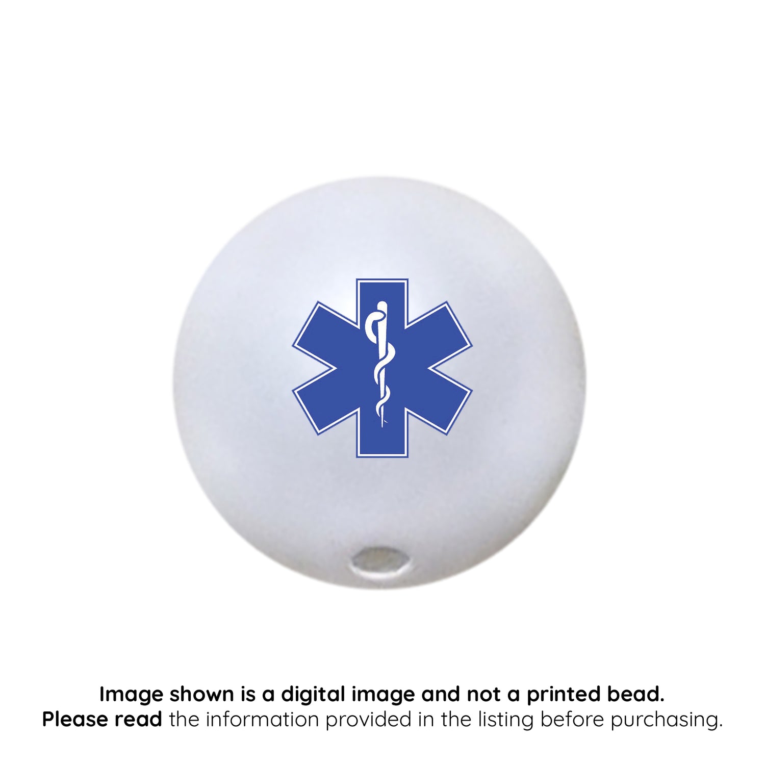 EMT emergency medical services 20mm printed bubblegum beads