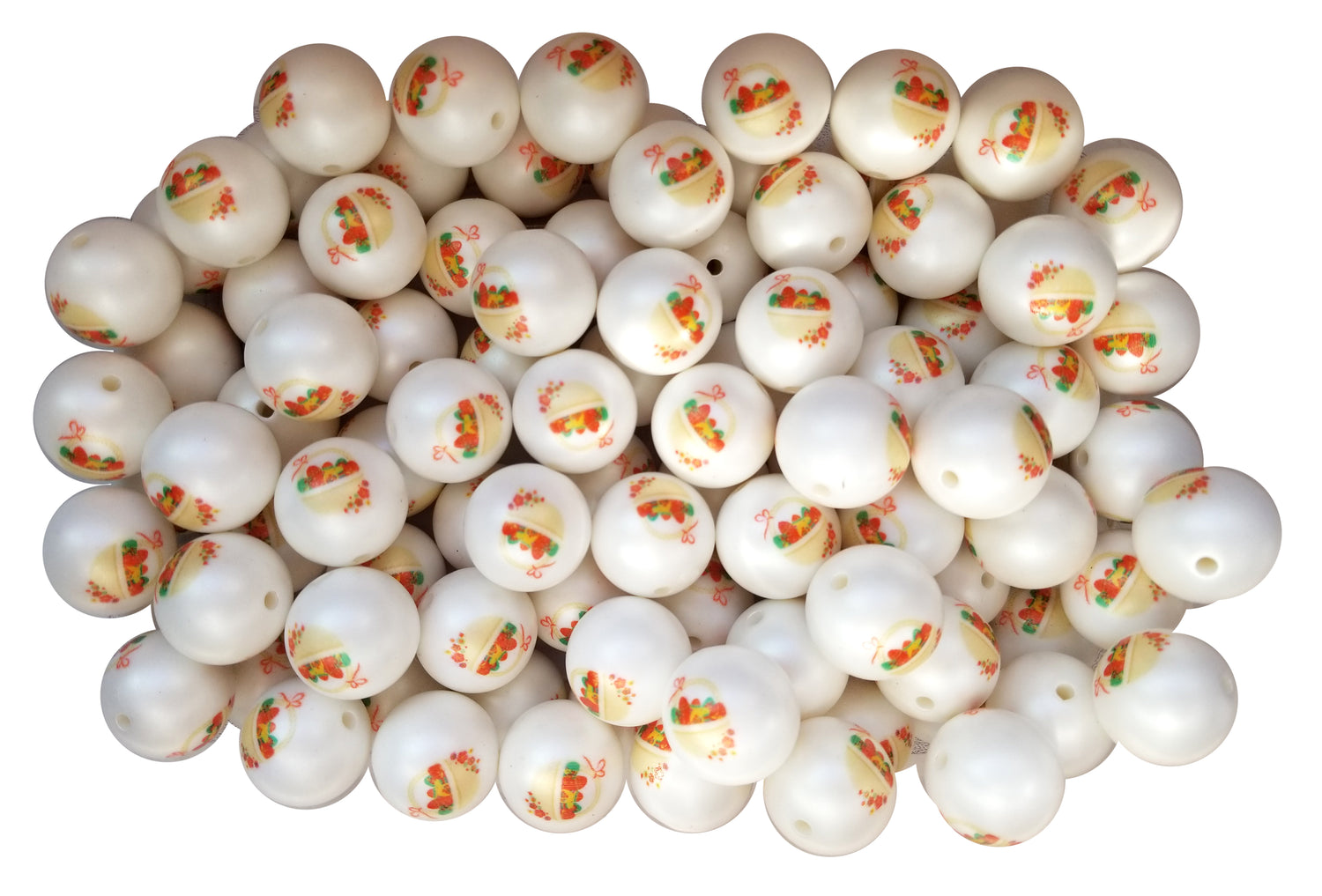 easter basket 20mm printed bubblegum beads