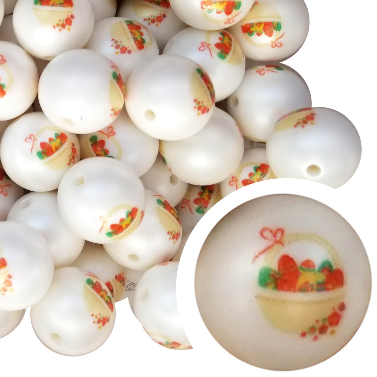 easter basket 20mm printed bubblegum beads