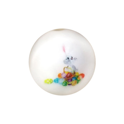 easter bunny with eggs 20mm printed bubblegum beads