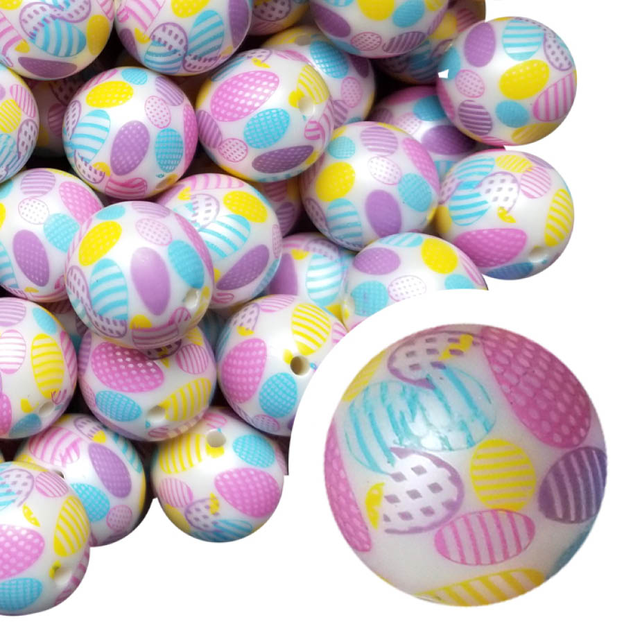 easter egg print 20mm printed bubblegum beads