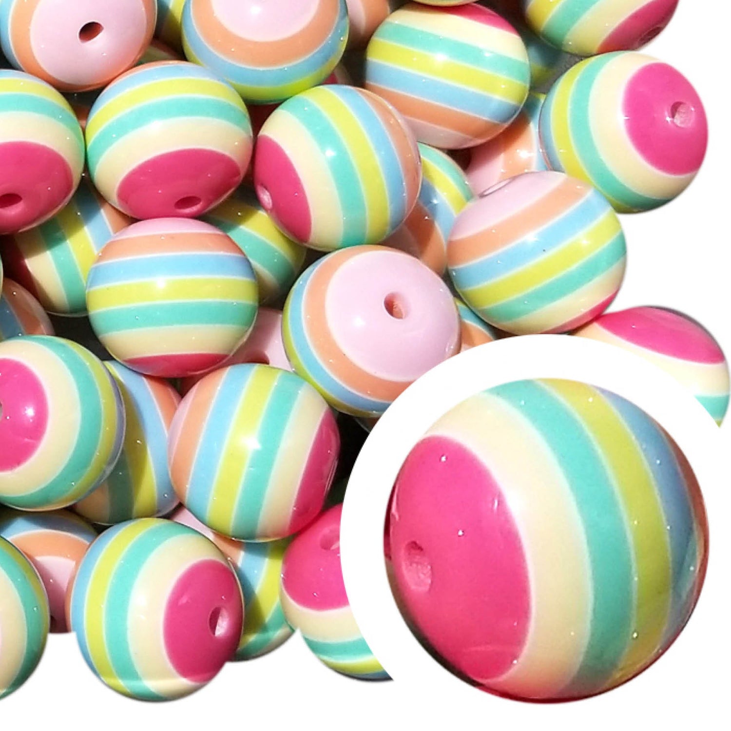 easter egg striped 20mm bubblegum beads