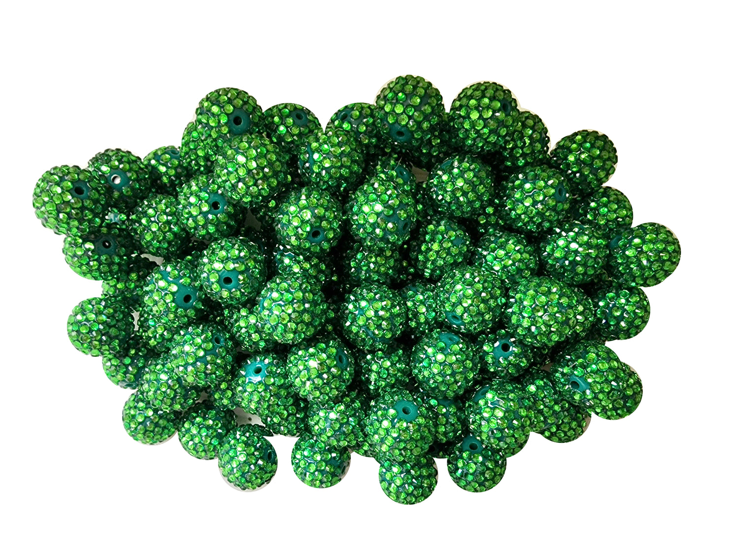 emerald green rhinestone 20mm bubblegum beads