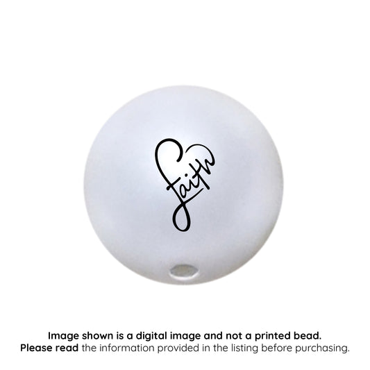 faith heart custom printed 20mm bubblegum beads