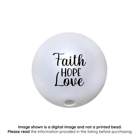faith hope love custom printed 20mm bubblegum beads