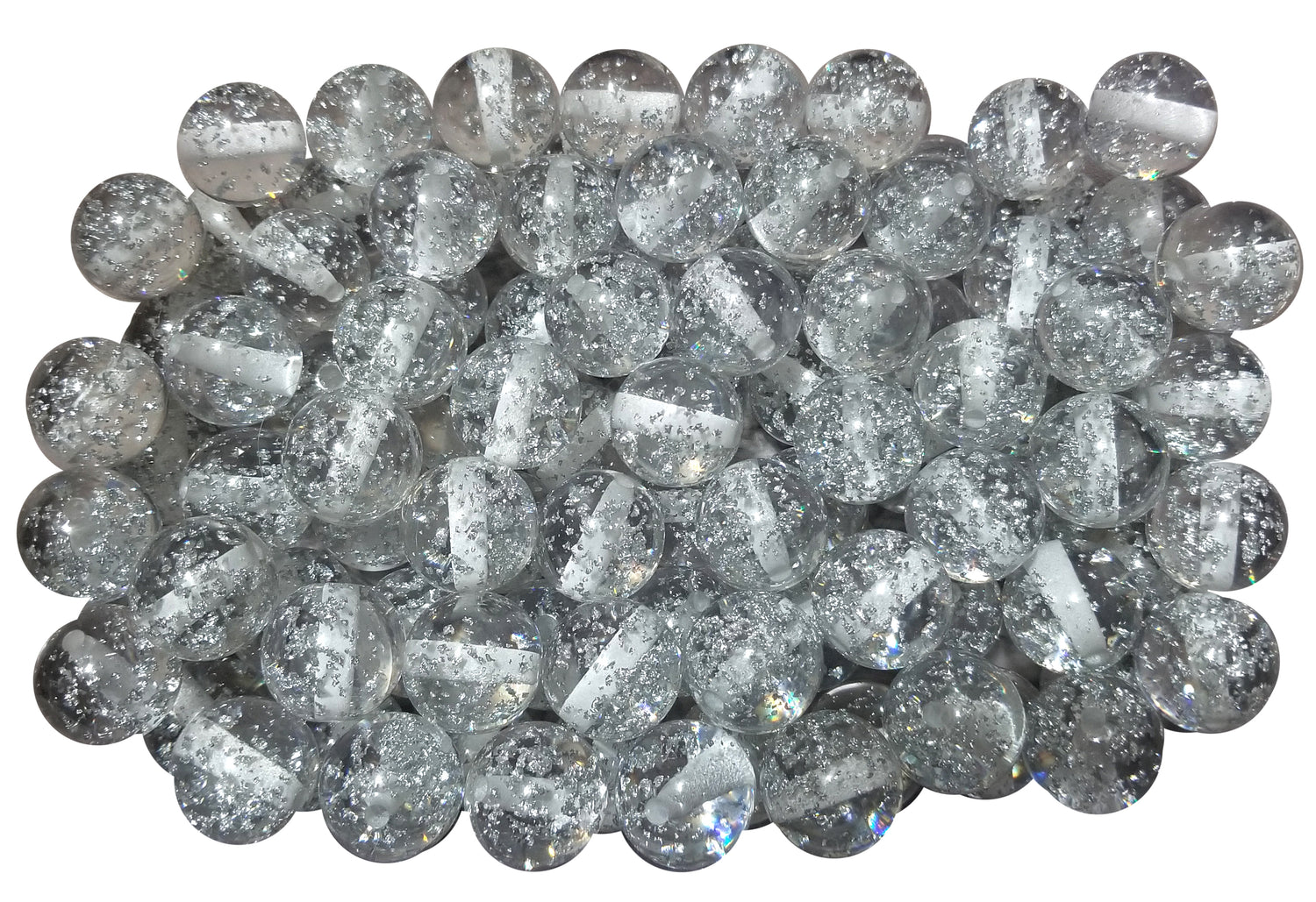 fool's silver glitter 20mm bubblegum beads