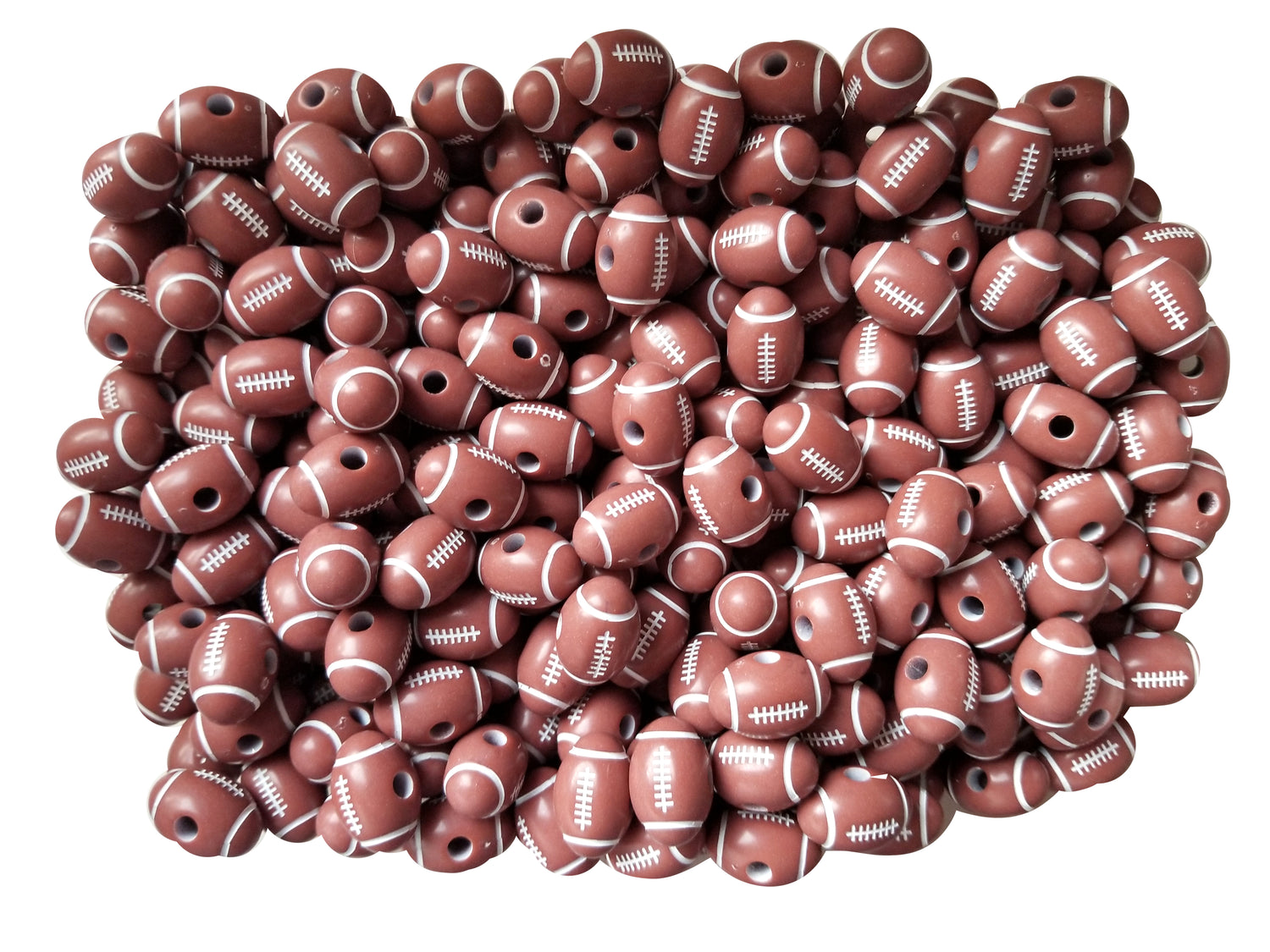 football shaped 18mm x 12mm printed bubblegum beads